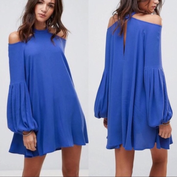 Free People Blue Flowy Tunic – Off Shoulder Boho Style - Picture 6 of 7